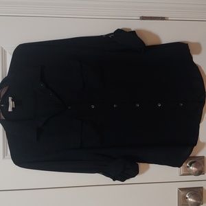 Black roll tab sleeve Blouse